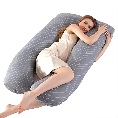 HBselect Cuscino Gravidanza Morbido Corpo Completo Cuscino per Gravidanza Allattamento a Forma di U Cuscino maternità Ergonomico con Fodera Supporto Il Sonno Comfort Cuscino Regolabile e Staccabile